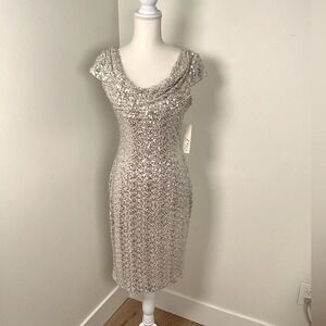 Eliza‎ J Women's Cap Sleeve Cocktail Dress, Gold, Size 6 NWT
